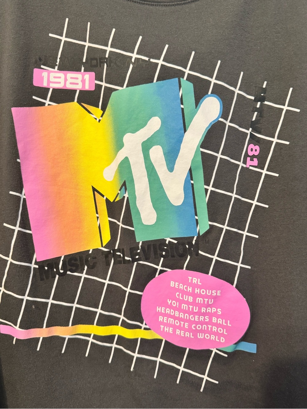 Love Tribe Black Long-Sleeve MTV Rainbow Grid Graphic Tee - Picture 2 of 3